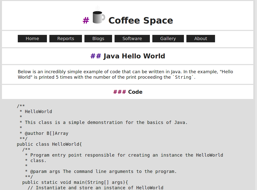 Example of "Java Hello World"