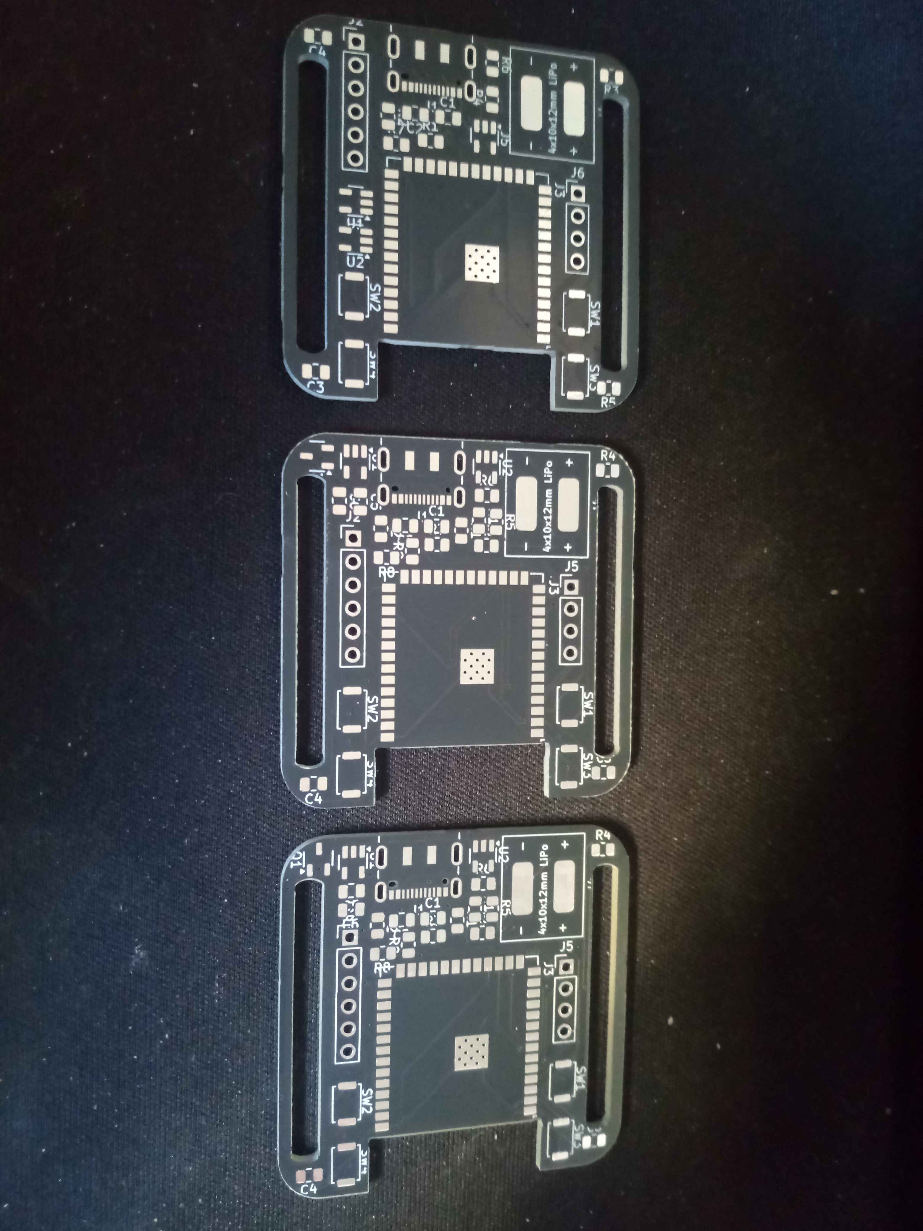 Three different revisions of the PCB